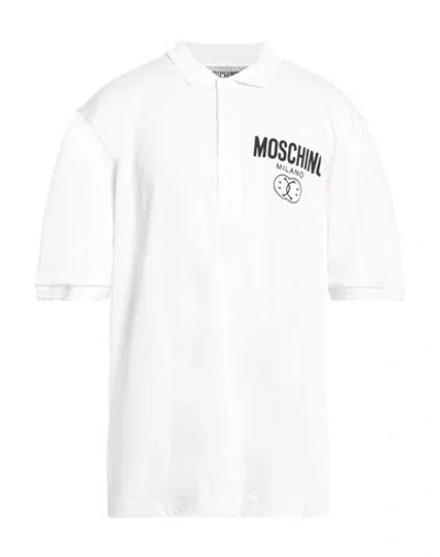 Moschino Logo-detail Cotton Polo Shirt In White