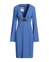 Moschino Couture X Smiley Woman Midi Dress Azure Size 12 Acetate, Viscose In Blue