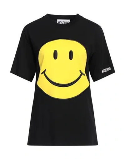 MOSCHINO MOSCHINO COUTURE X SMILEY WOMAN T-SHIRT BLACK SIZE L COTTON