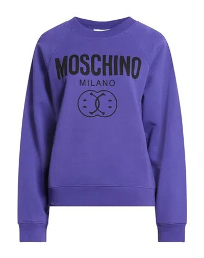 Moschino Couture X Smiley World Woman Sweatshirt Purple Size 8 Organic Cotton