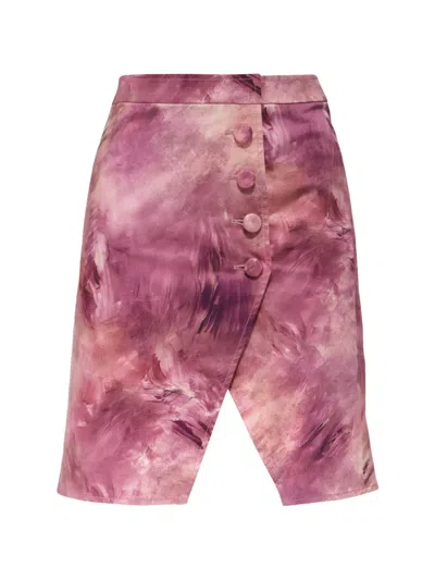 Pre-owned Moschino Couture-wrap Midi Skirt In Purple