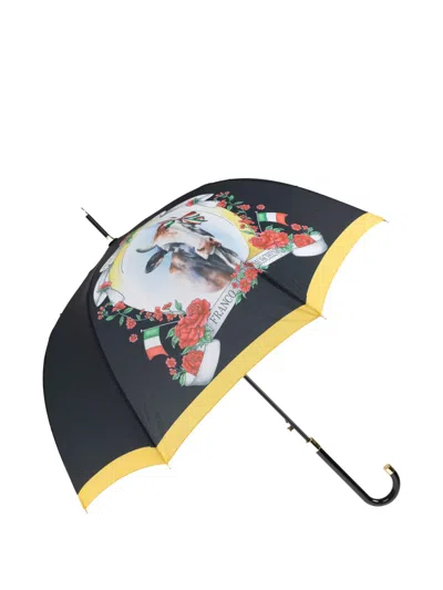 Moschino Cow-print Umbrella In Black