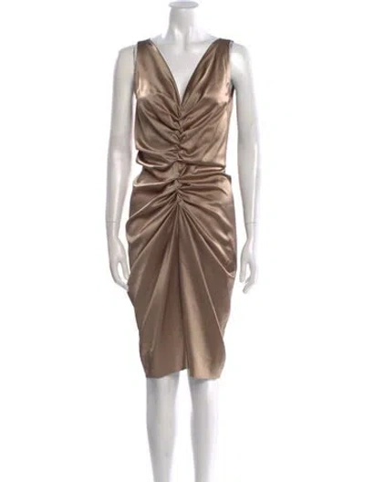 Pre-owned Moschino Cowl Neck Knee-length Dress In Neutral
