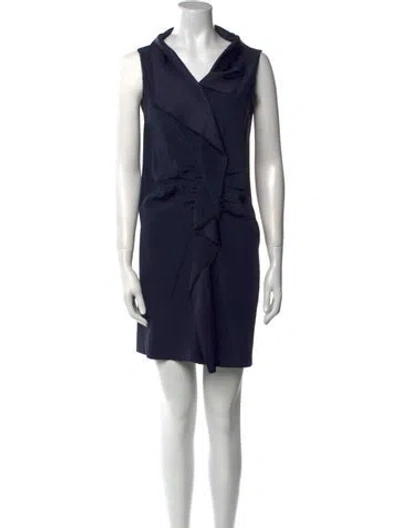 Pre-owned Moschino Cowl Neck Mini Dress In Blue