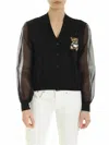 Moschino Teddy Embroidery Cardigan In Black In Black