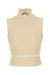 Moschino High Neck Sleeveless Cotton Top In Neutral