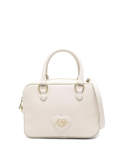 Moschino Cream White Heart Patch Shoulder Bag