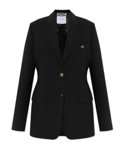 Moschino Crepe Blazer In Black
