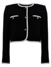 Moschino Crepe Short Jacket Blazer And Suits In Black/white