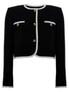 Moschino Crepe Short Jacket Blazer And Suits In White/black