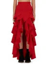 Moschino Asymmetric Skirt With Ruffles In Red