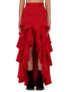 Moschino Skirt In Crepe With Ruffles In Red
