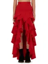 Moschino Asymmetric Skirt With Ruffles In Red