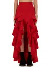 Moschino Asymmetric Skirt With Ruffles In Red