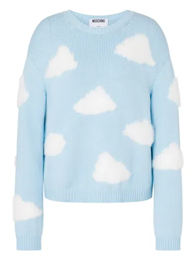 Moschino Archiv Clouds Pullover Aus Bio-baumwollmischung In Blue