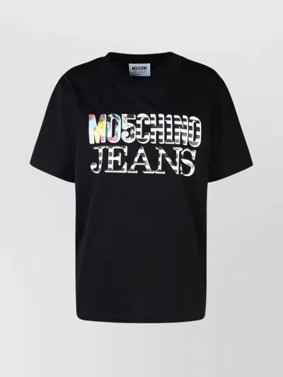 Moschino Crew Neck Cotton T-shirt In Black