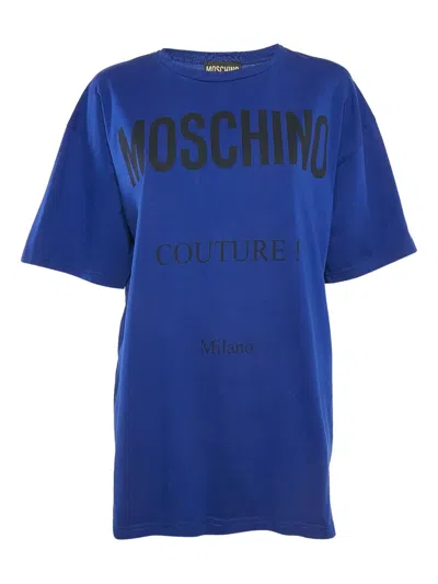 Pre-owned Moschino Crew-neck Cotton T-shirt In Blue