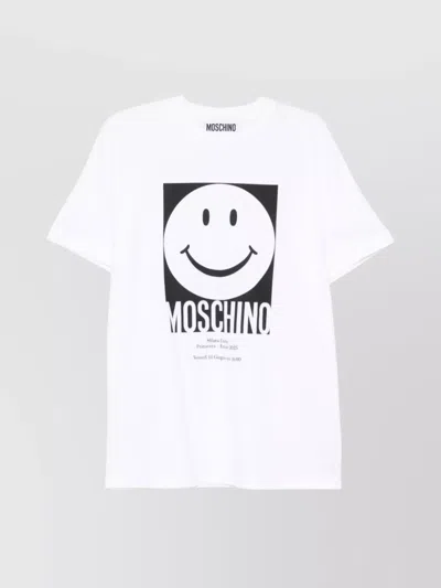 Moschino Smiley Print T Shirt In White