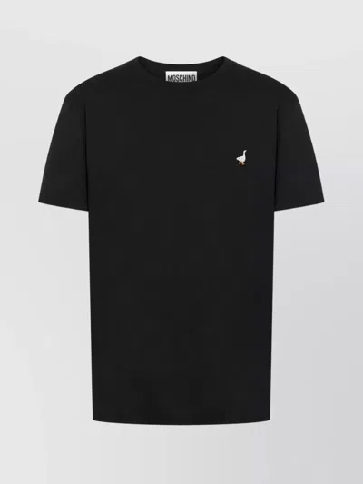 MOSCHINO CREW NECK DUCK EMBROIDERY T-SHIRT
