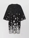 Moschino Floral-pattern Short-sleeved Mini Dress In Black