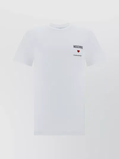 Moschino Crew Neck Graphic Detail T-shirt In White
