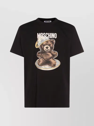 Moschino Crew Neck Graphic Print In Black
