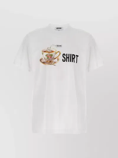 Moschino Crew Neck Graphic Print Short Sleeves In White