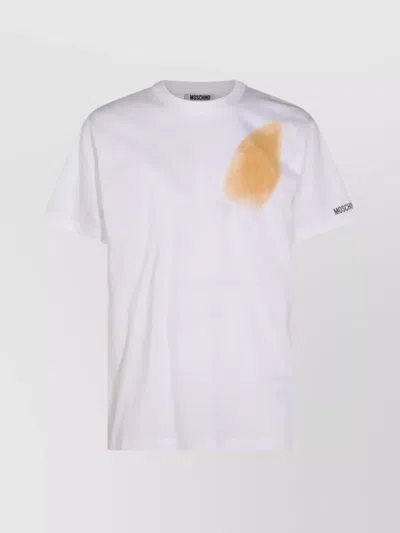 Moschino Crew Neck Graphic Print Short Sleeves In White