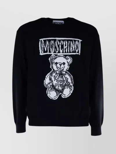 MOSCHINO CREW NECK GRAPHIC PRINT SWEATER