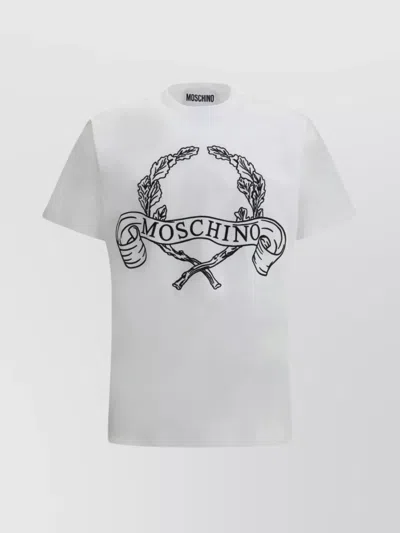 Moschino Crew Neck Graphic Print T-shirt In White