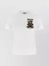 Moschino Cotton Sweater Ribbed Cuffs Hem Teddy Bear Motif In White
