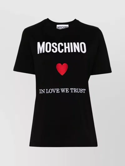 Moschino Crew Neck Graphic Print T-shirt In Black
