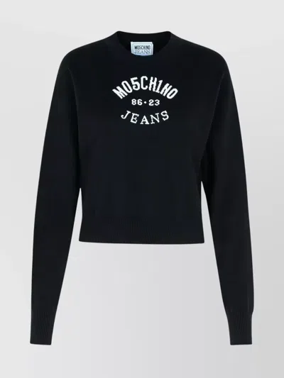 Moschino Round Neck Sweater In Black
