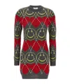 Moschino Wool Blend Mini Dress With Diamond-stitched Pattern In Multi