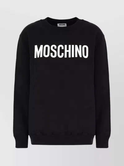 Moschino Crew Neck Knitwear Sweatshirt In Black