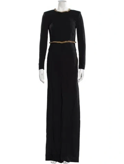 Pre-owned Moschino Crew Neck Long Dress In Black