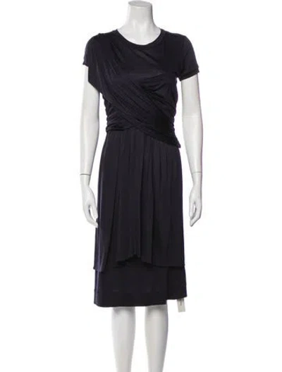 Pre-owned Moschino Crew Neck Midi Length Dress In Blue