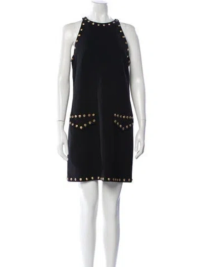Pre-owned Moschino Crew Neck Mini Dress In Black