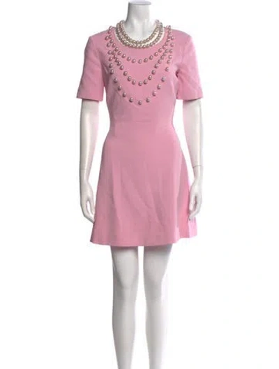 Pre-owned Moschino Crew Neck Mini Dress In Pink