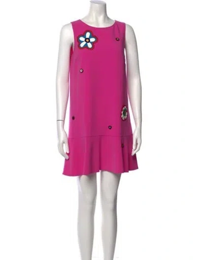 Pre-owned Moschino Crew Neck Mini Dress In Purple