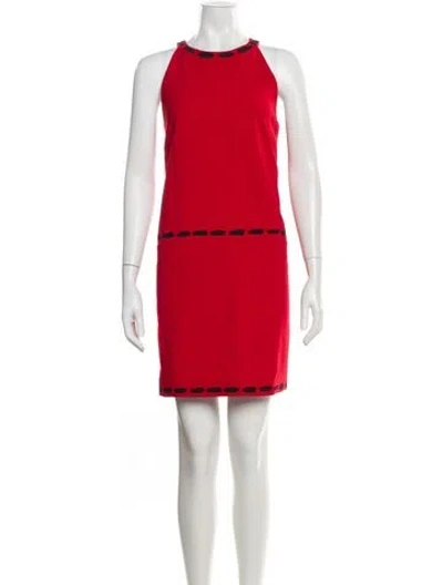 Pre-owned Moschino Crew Neck Mini Dress In Red