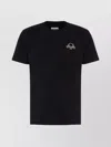 Moschino Short-sleeve Black T-shirt With Intricate Embroidery In Black
