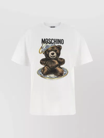 Moschino Crew Neck Short Sleeves Graphic Print T-shirt In White