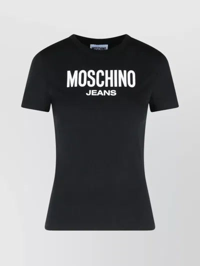 Moschino Crew Neck Slim Fit Short Sleeves Top In Black