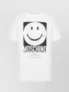 Moschino Crew Neck Smiley Print Graphic T-shirt Straight Hem