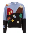Moschino Shetland Wool Sweater With Landscape Intarsia In Multi