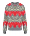 Moschino Ribbed Crewneck Sweater Graphic Pattern In Multi