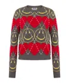 Moschino Wool Blend Pullover Smiley Grey In Multi