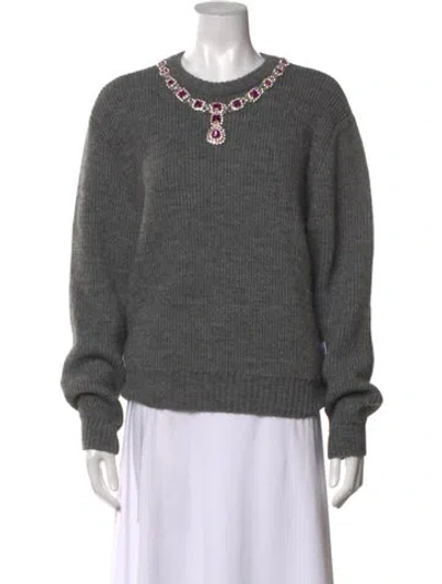 Pre-owned Moschino Crew Neck Sweater In Gray