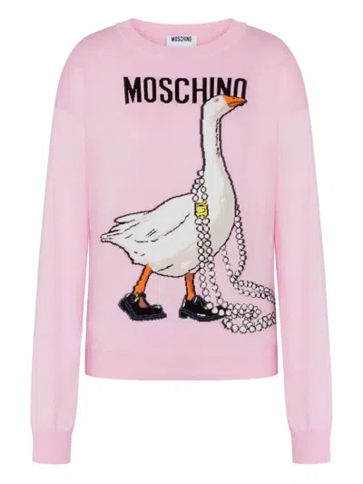 Moschino Crew-neck Sweater In Pink